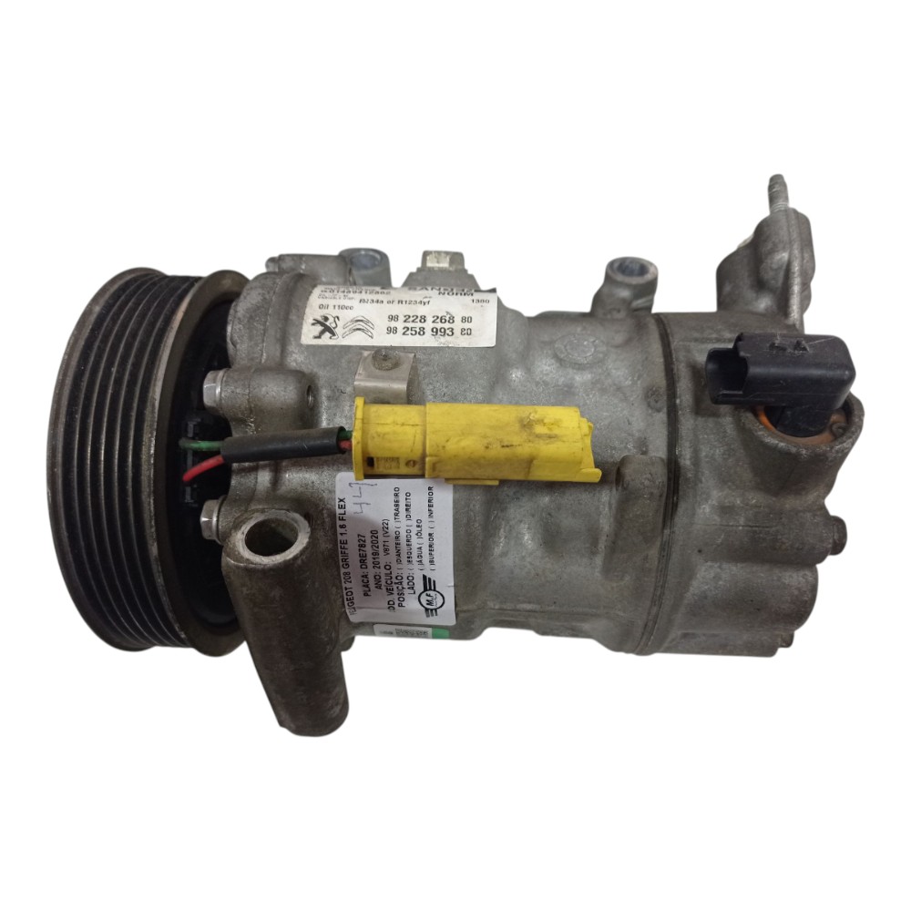 Compressor Ar Condicionado Peugeot 208 Griffe 1.6 Aut 2020 3