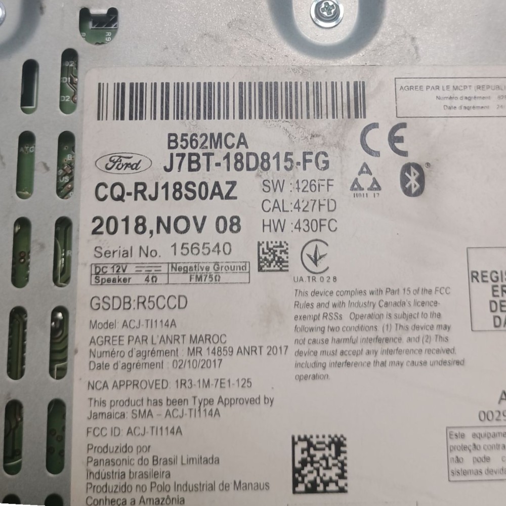 Rádio Som Bluetooth Ford Ka 1.0 2015 J7bt18d815 9