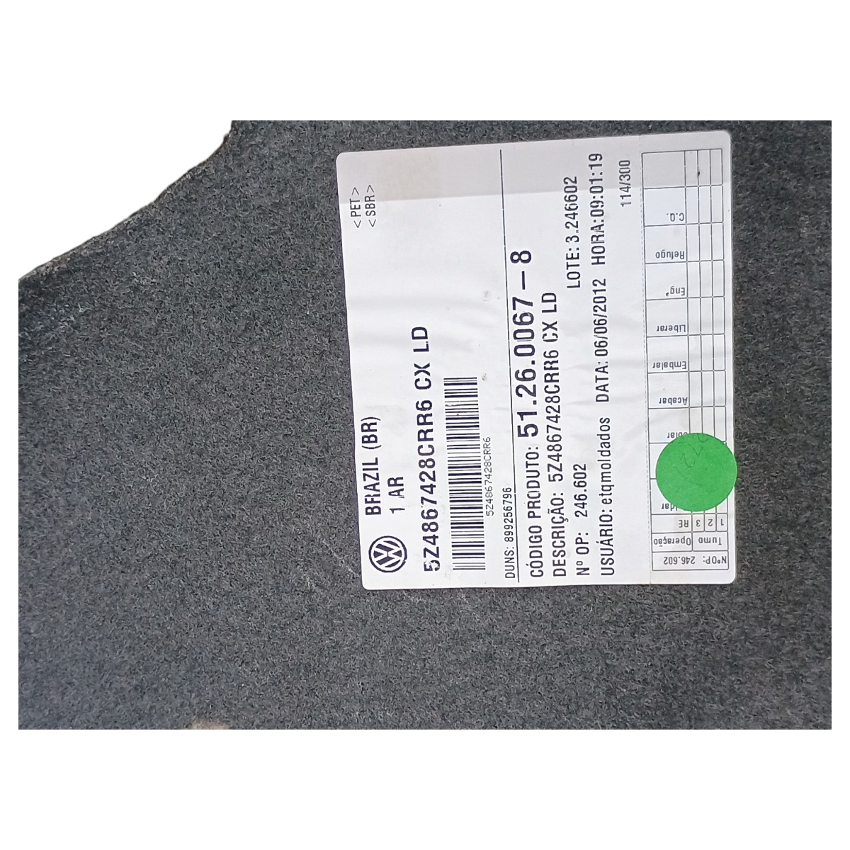 Forro Porta Malas Direito Vw Fox 1.6 2013 5z4867428 3
