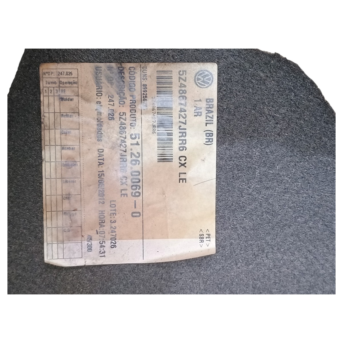 Forro Porta Malas Esquerdo Vw Fox 1.6 2013 5z4867427 5