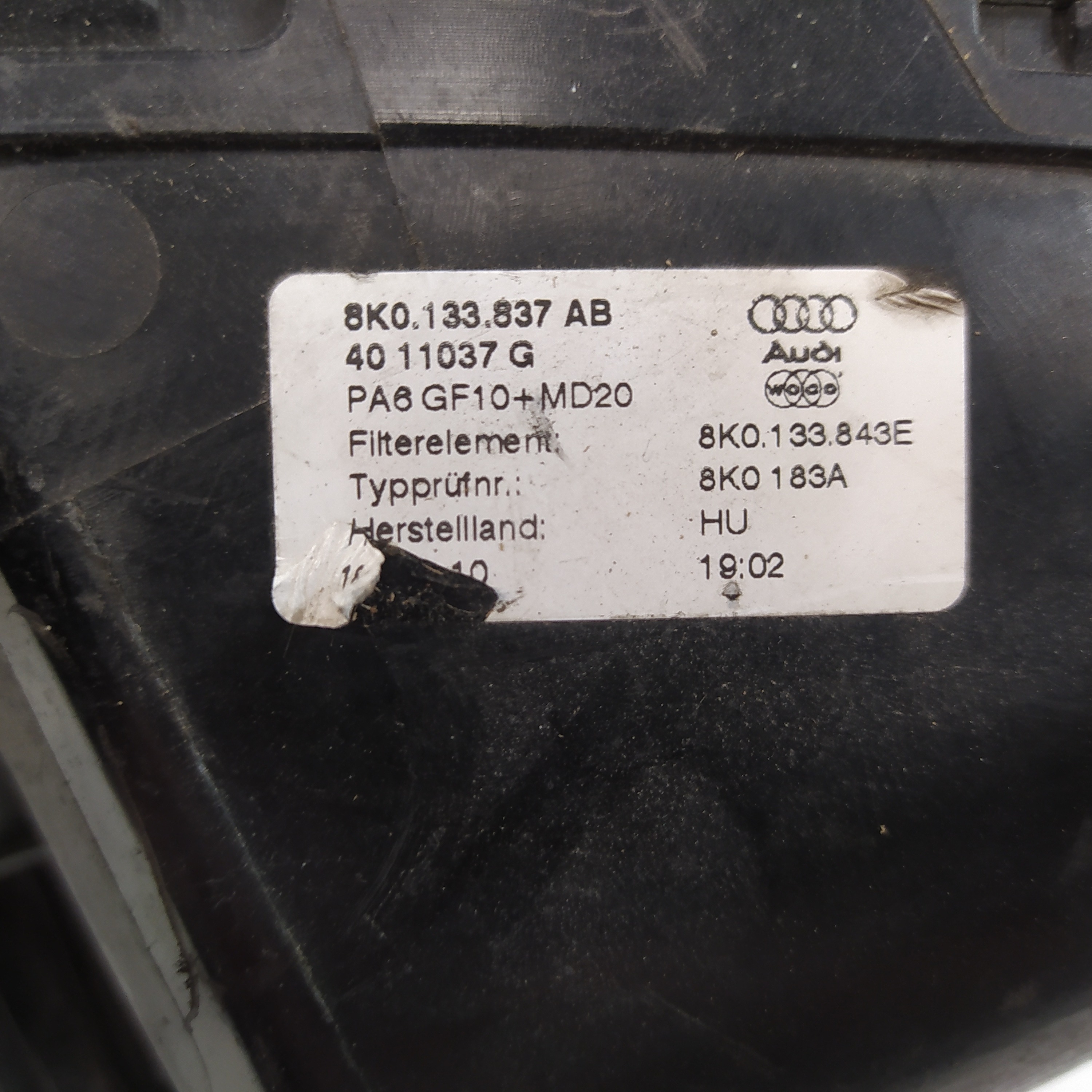 Caixa Filtro Ar Audi A4 2.0 Tfsi 2008 A 2015 8k0133837ab Ori 8