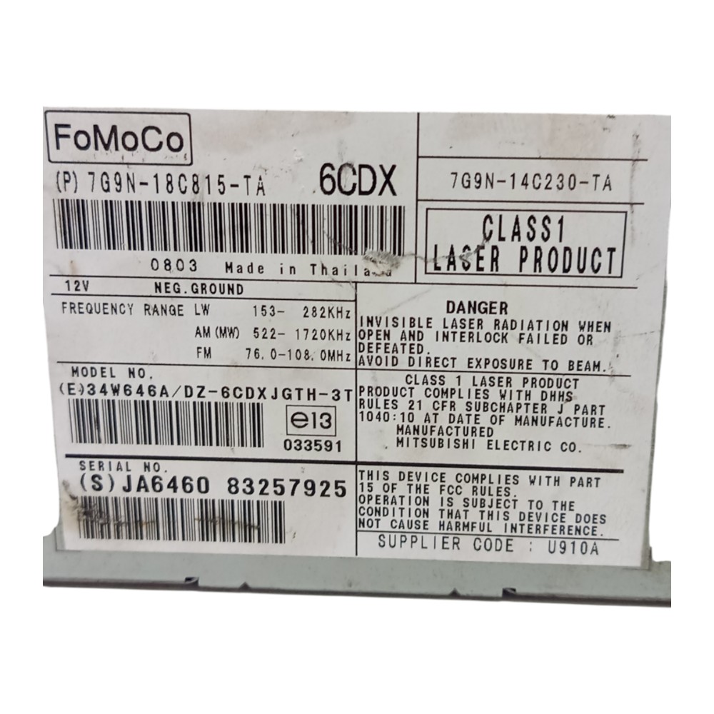 Aparelho Som Land Rover Freelander2 2007 A 2012 7g9n14c230ta 6