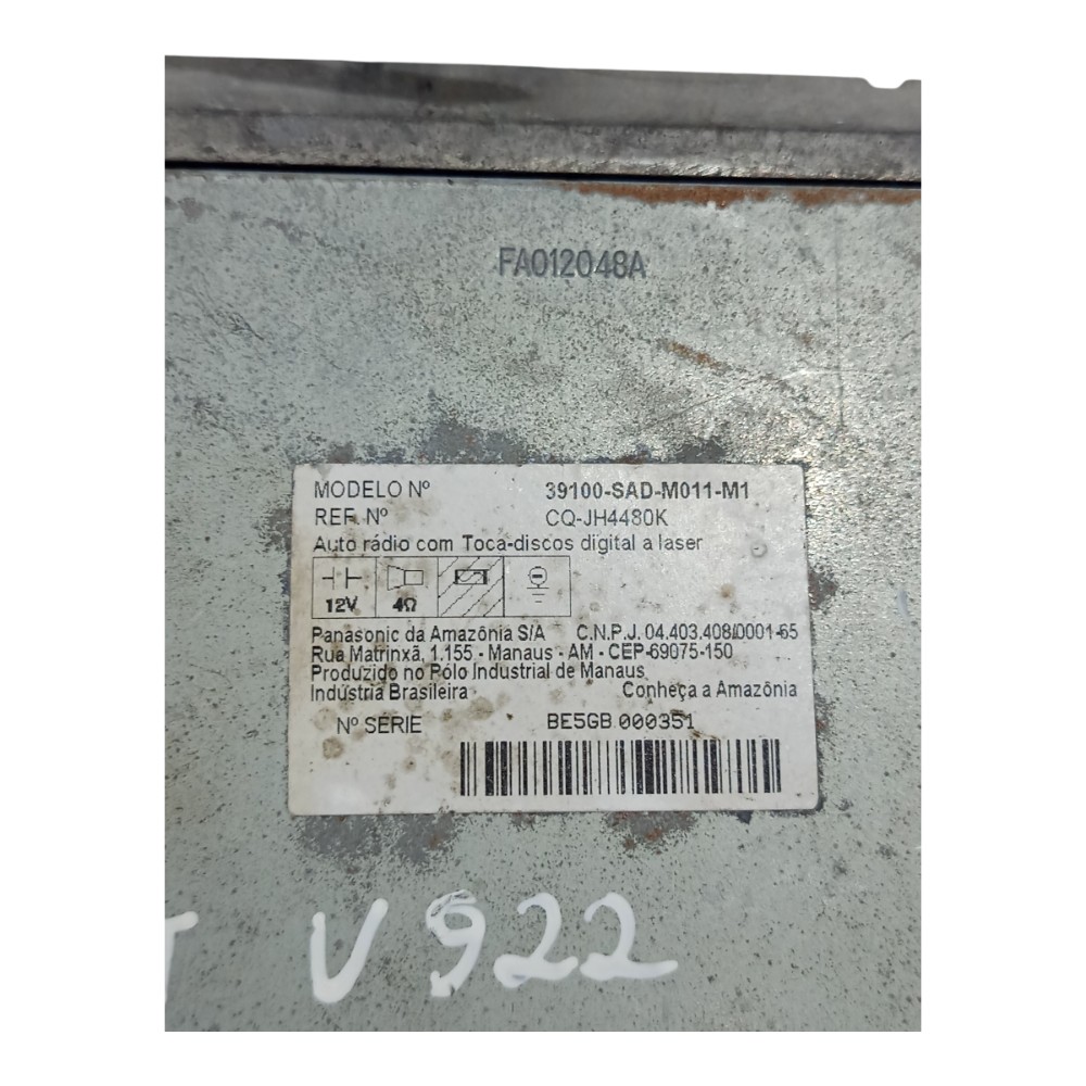 Radio Cd Player Honda Fit 2003 2004 2005 A 2008 39100sad 7