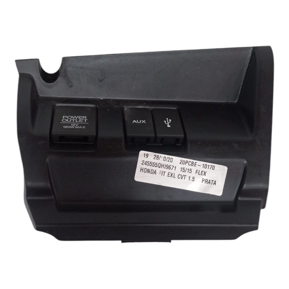 Acabamento Painel Central Tomada 12v Usb Auxiliar Fit 2015 1