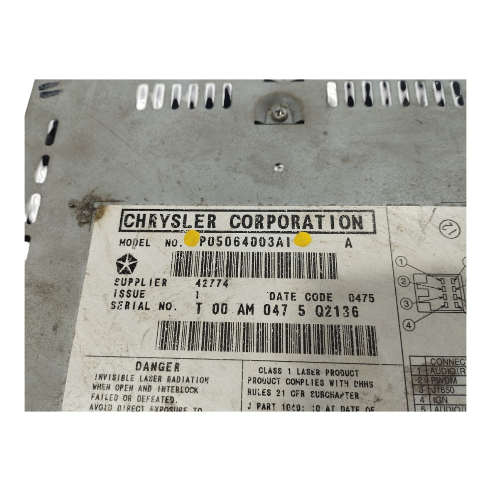 Rádio Cd Chrysler Grand Caravan 2003 3.3 V578 4