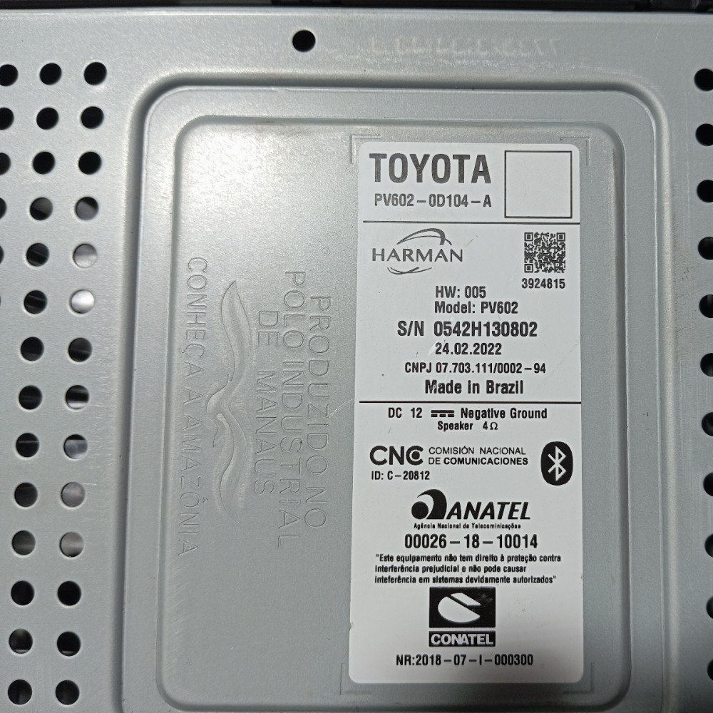 Multimídia Radio Toyota Yaris 2019 A 2023 8