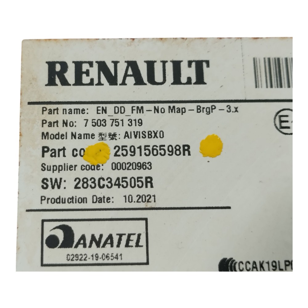 Módulo Multimídia Renault Zoe 2022 2023 V639 5