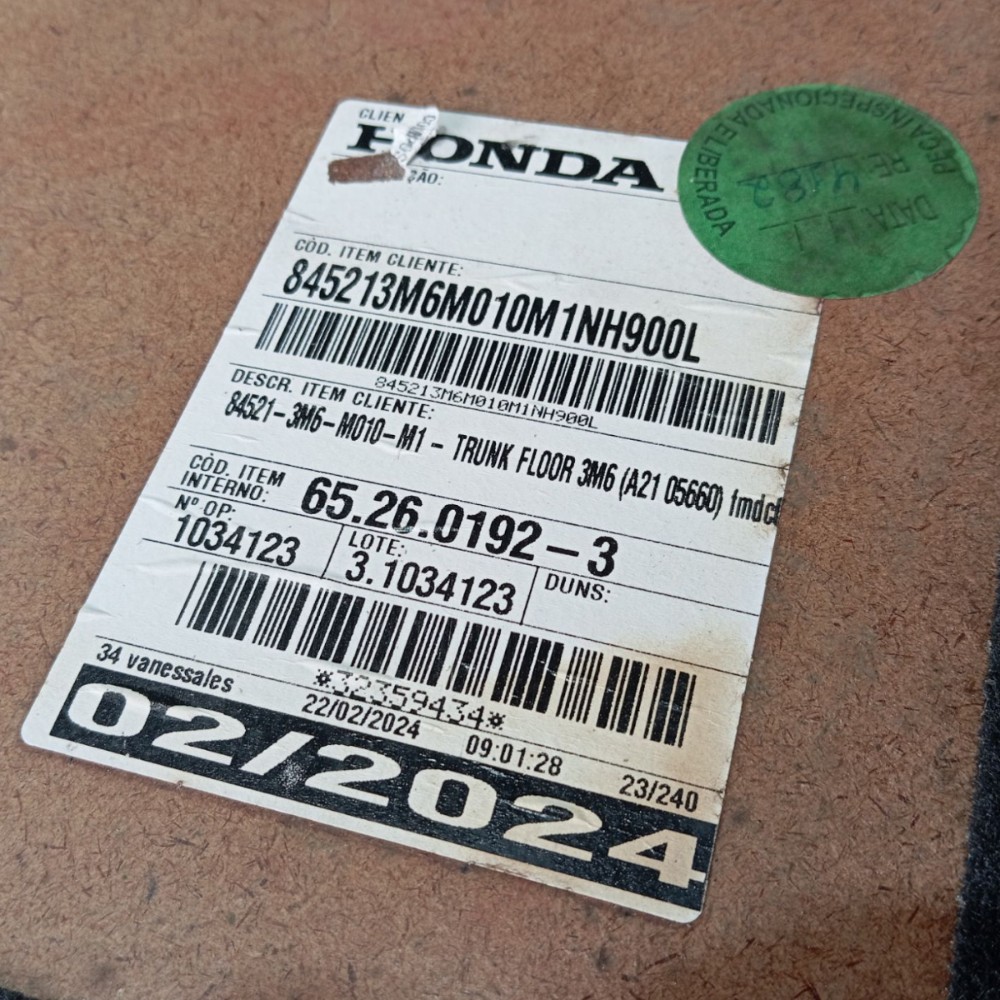 Tampão Forro Estepe Honda Hrv Exl 2023 2025 V644 9