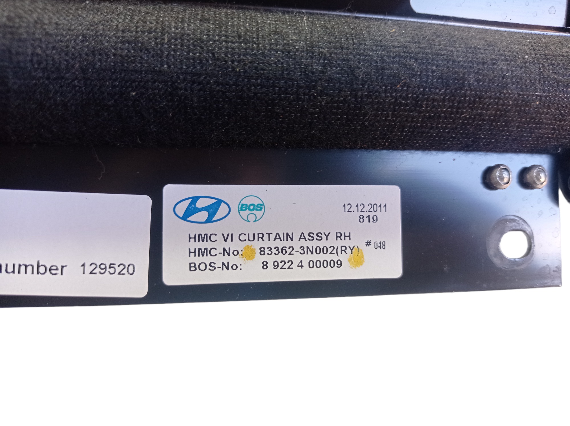Cortina Porta Traseira Direita Hyundai Equus 2013 V577 6