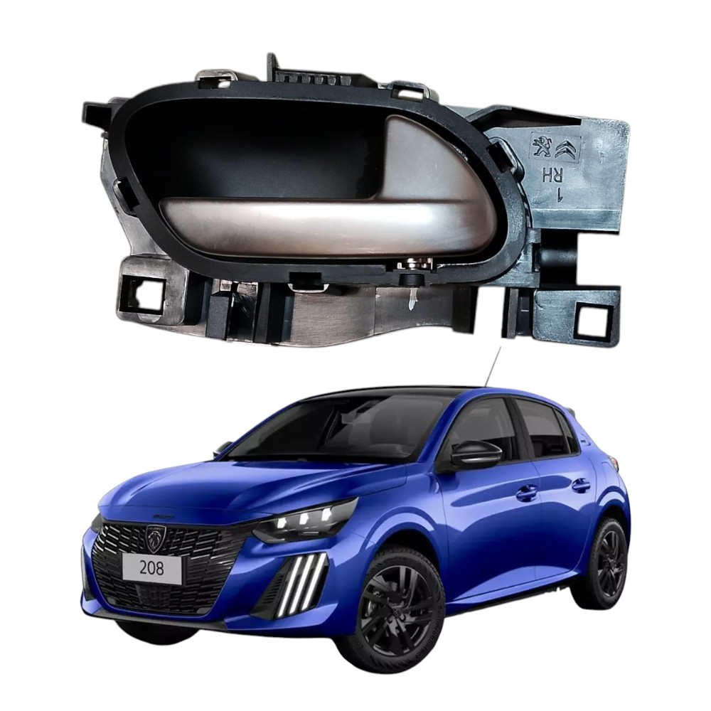 Maçaneta Interna Traseira Direita Peugeot 208 Style 2023 Preto Traseira