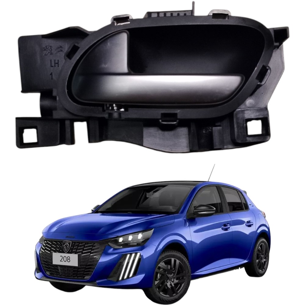 Maçaneta Interna Traseira Esquerda Peugeot 208 Style 2023 Preto Traseira