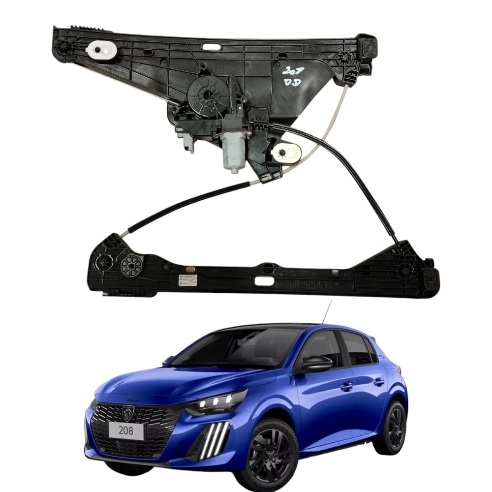 Maquina Vidro Dianteiro Direito Peugeot 208 Style 2023 2024 Preto
