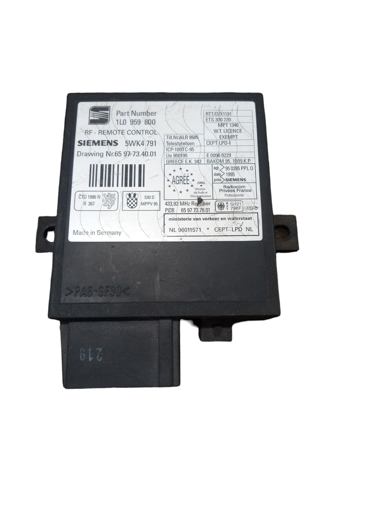 Modulo Central Controle Alarme Polo Cordoba Golf 1995 A 2001