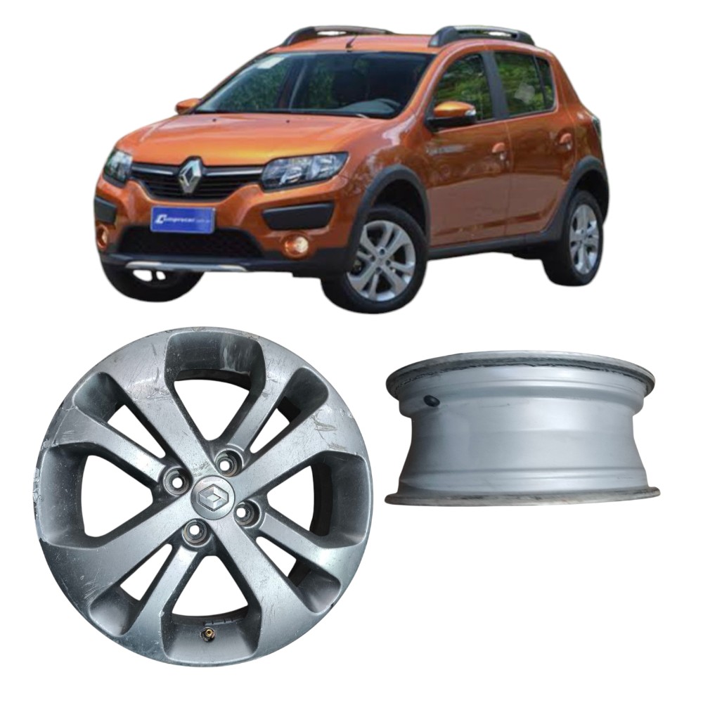 Roda Sandero Logan  Aro 16 Stepway 2015 Ao 2021 Cinza