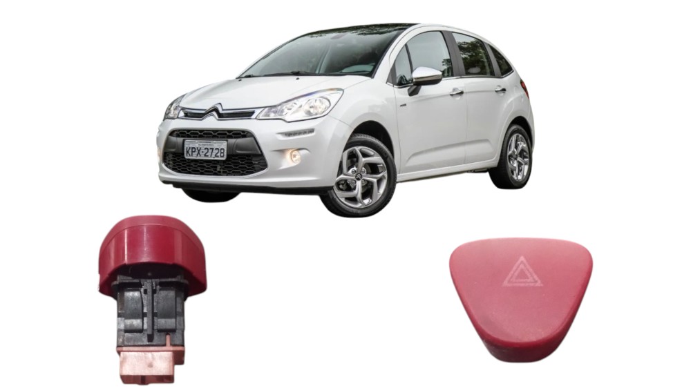 Botão Pisca Alerta Citroen C3 2008-2012 Original Vermelho