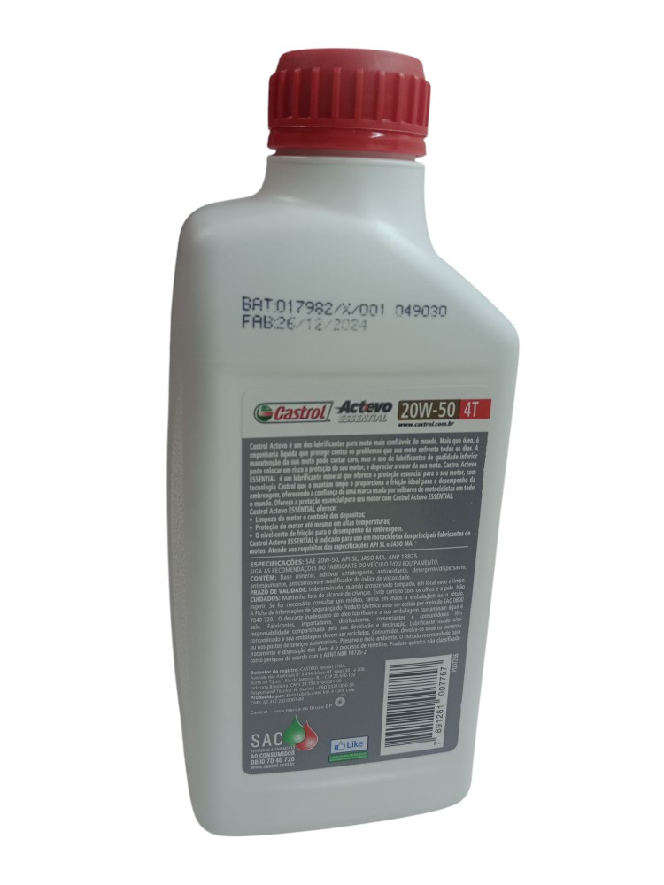 Oleo Motor Castrol Actevo Mineral 20w-50 Moto Quadriciclo 5