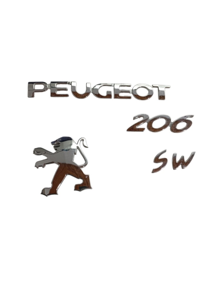 Emblema Tampa Traseira Peugeot 206 Sw 2001 2005 2008 Cinza 2