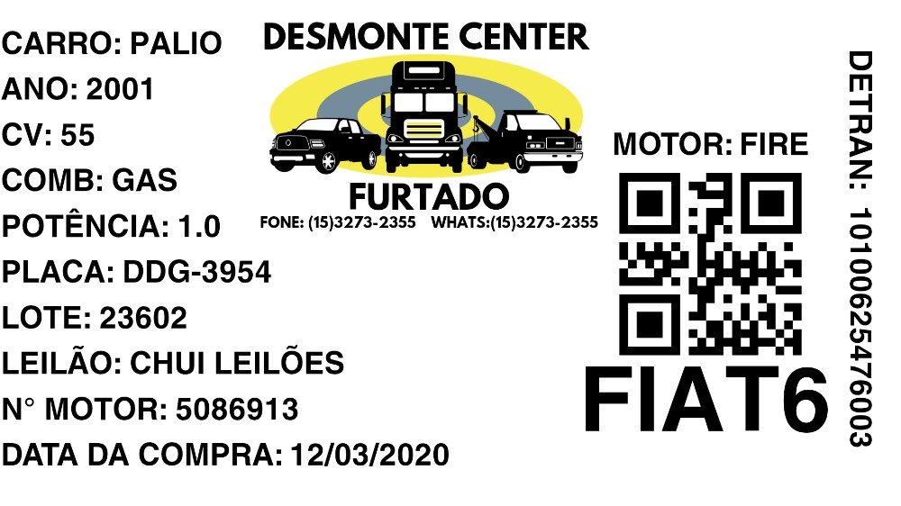 Motor Fiat Palio – 1997, 76cv, Gasolina, 1.5 2