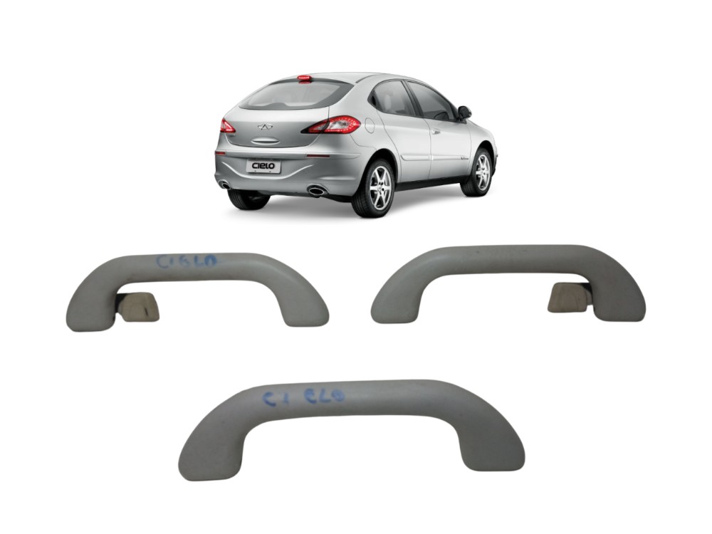 Kit Jogo Alca De Teto Puxador Pqp Chery Cielo 2010 2011 2012 Cinza 1
