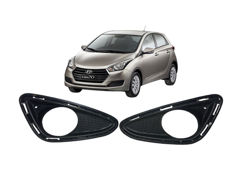 Par Moldura Farol De Milha Hyundai Hb 20 2013 2016 Original  Preto Ambos Os Lados 1