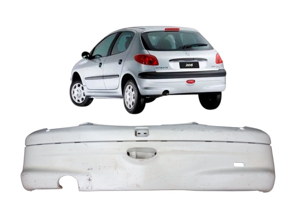 Grade Parachoque Traseiro Peugeot 206 Hatch 99 2000 2001  Branco Brilhante 1