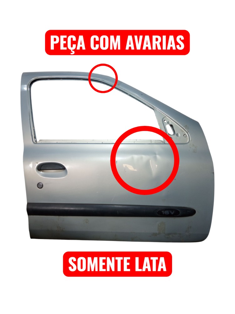 Porta Dianteira Direita Renault Clio 2002 2010 4 Portas  Dianteira Direito Prata 2