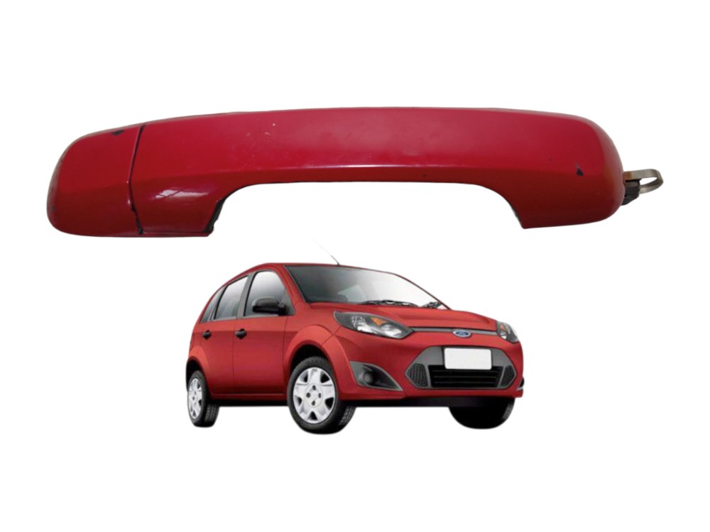 Macaneta Externa Porta Traseira Direita Fiesta 2004 2010 Vermelho Traseira 1