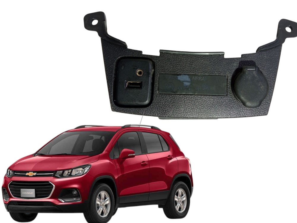 Acabamento  Usb  Acendedor Chevrolet Tracker 2017 2018 2019 Preta 1