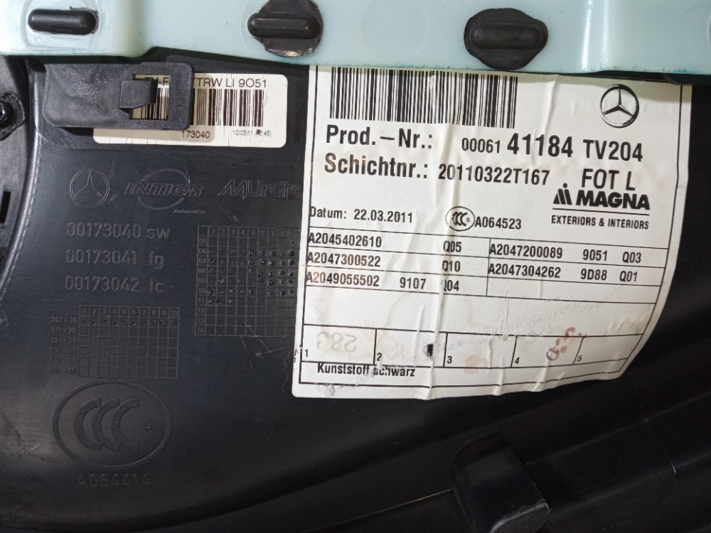 Forro Porta Traseira Esquerda Mercedes Benz C180 2011 2014 7