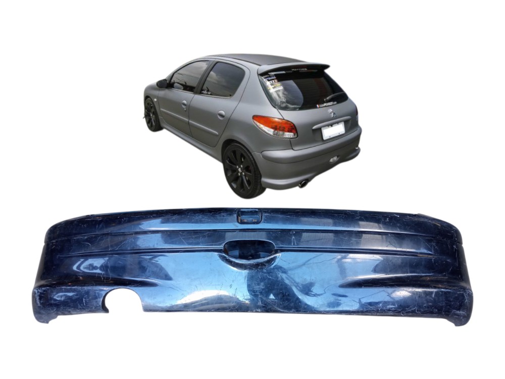 Grade Parachoque Traseiro Peugeot 206 Hatch 2002 2005  Preto Brilhante 1