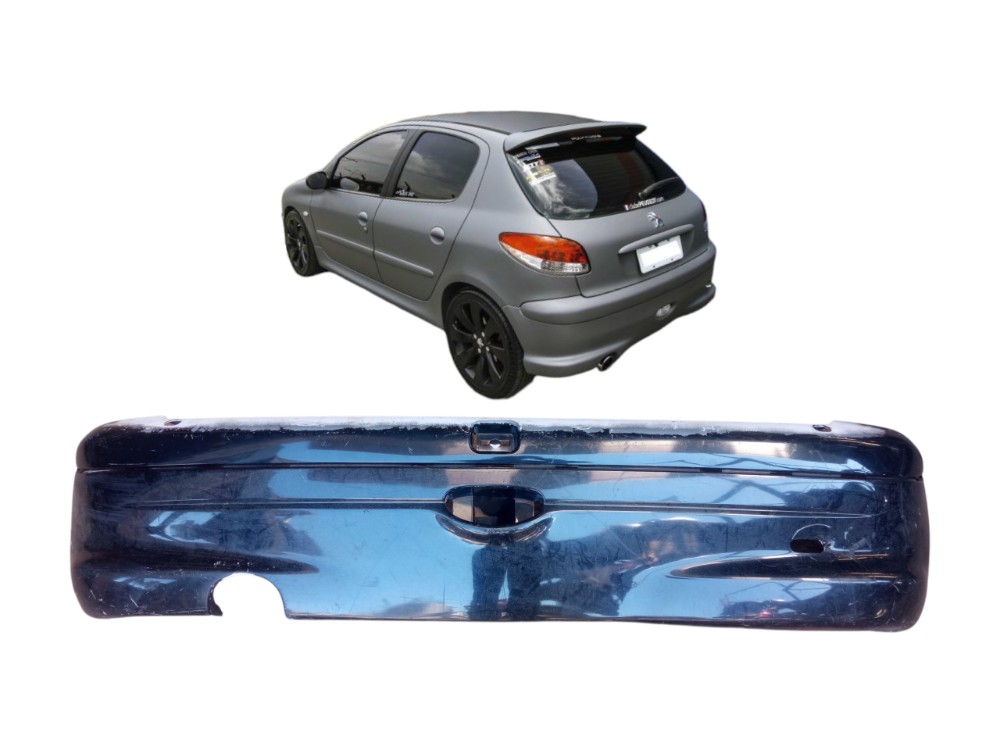 Grade Parachoque Traseiro Peugeot 206 Hatch 2002 2005  Preto Brilhante 1