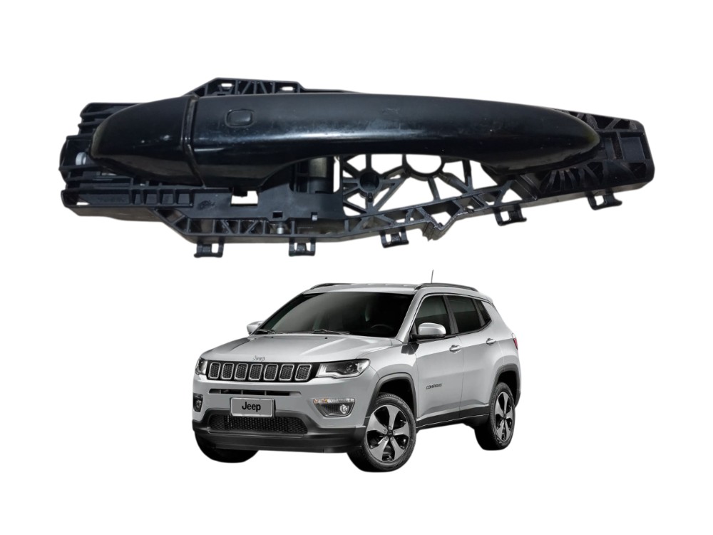 Macaneta Externa Dianteira Direita Jeep Compass 2016 2020 Preto Dianteira 1