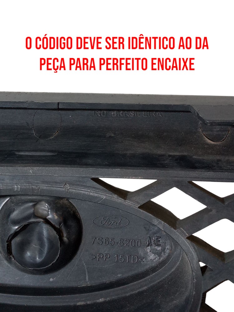 Grade Dianteira Superior Ford Fiesta 2008 2009 2010 Original Preto Fosco 4