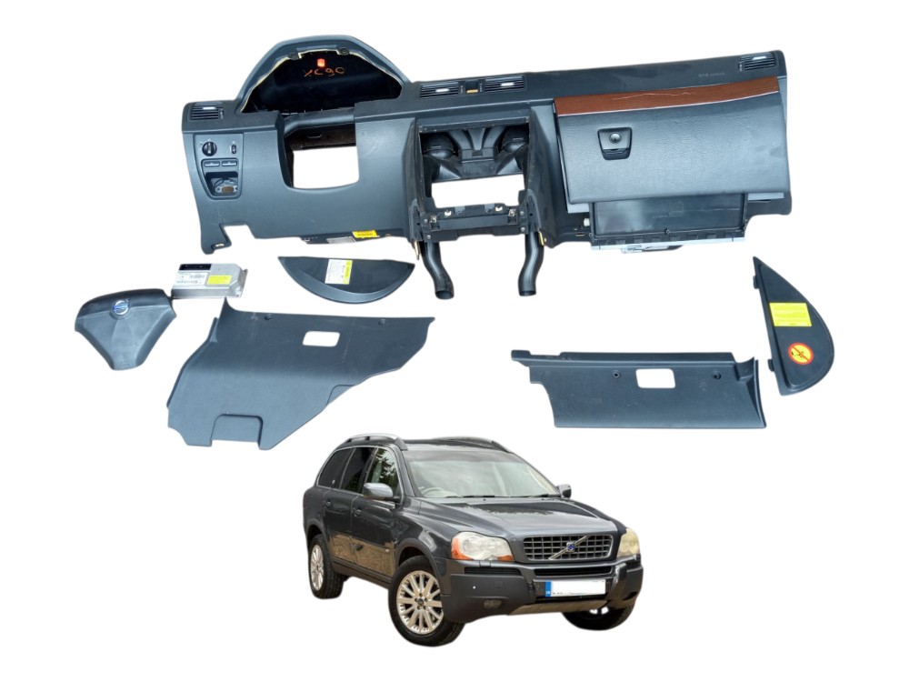 Kit Tabelier Painel Central Volvo Xc90 2004 2005 T6 3.0 Preto 1