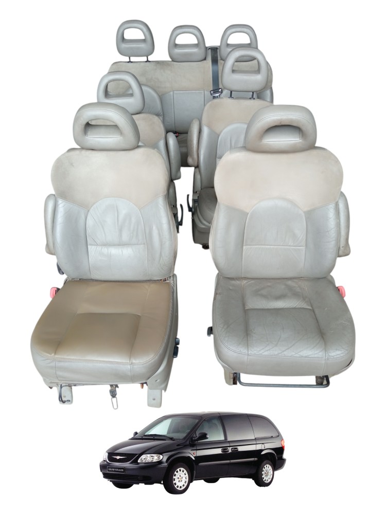 Jogo De Bancos Couro Chrysler Grand Caravan 2003 7 Lugares Cinza 1