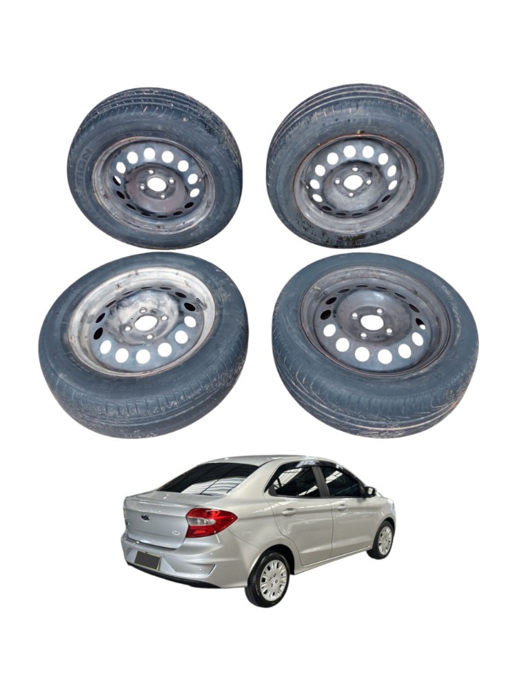 Kit Jogo Roda De Ferro Aro 16 Ford Ka Sedan 2018 2019 1.5 Preto