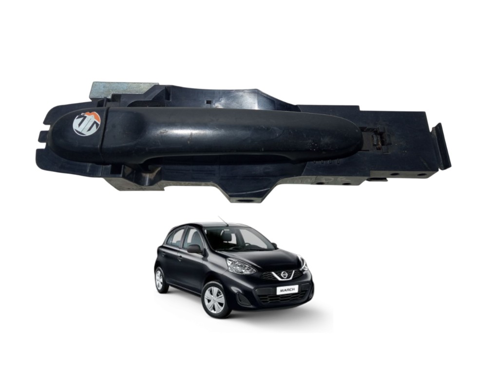 Macaneta Externa Dianteira Direita Nissan March 2012 2018  Preto Dianteira 1