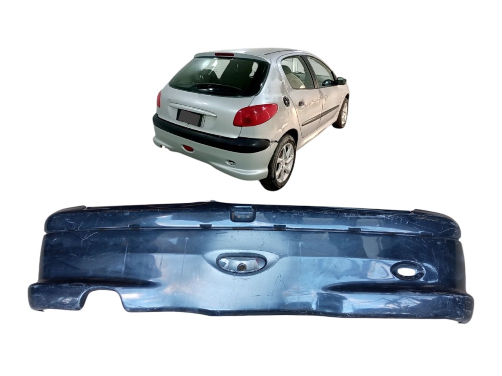 Grade Parachoque Traseiro Peugeot 206 2004 2010 Original  Preto Brilhante 1