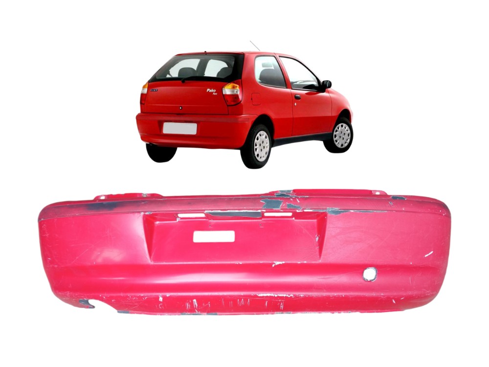 Grade Parachoque Traseiro Fiat Palio Fire 2002 2006 Original Vermelho Brilhante 1