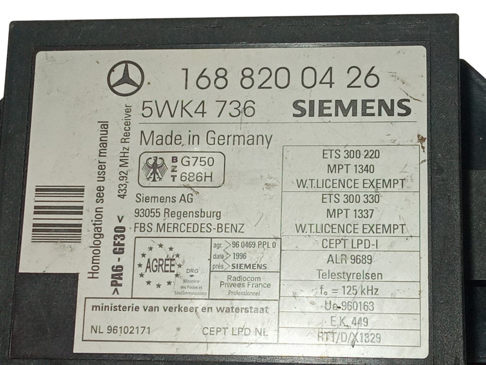 Modulo Imobilizador Mercedes Classe A A160 A190 1999 2013 6