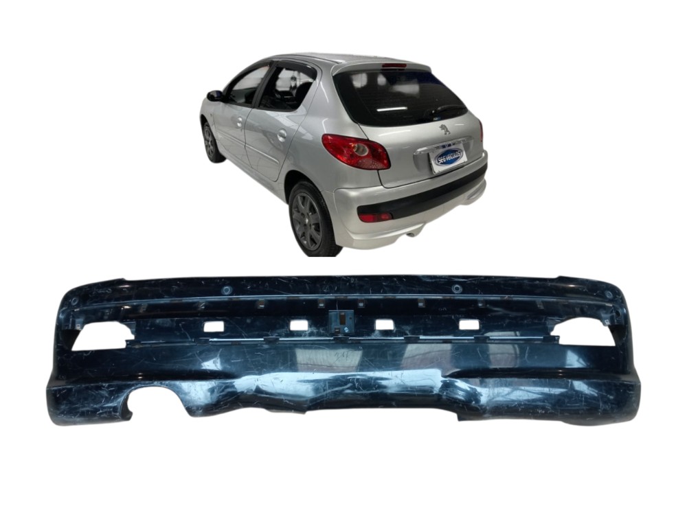 Grade Parachoque Traseiro Peugeot 207 2009 2012 Original  Preto Brilhante 1
