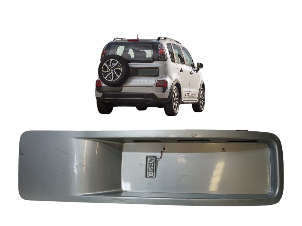 Moldura Suporte Placa Tampa Traseira C3 Aircross 2013 2017 Cinza 1