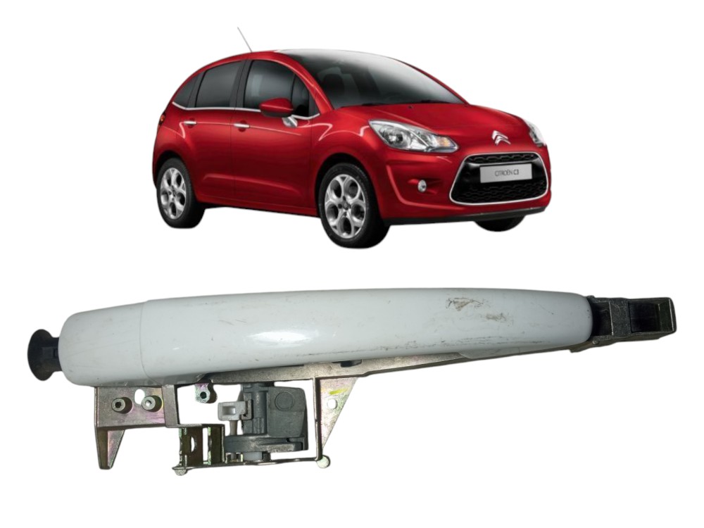 Macaneta Externa Traseira Esquerda Citroen C3 2013 2019 1 6  Branco Traseira 1