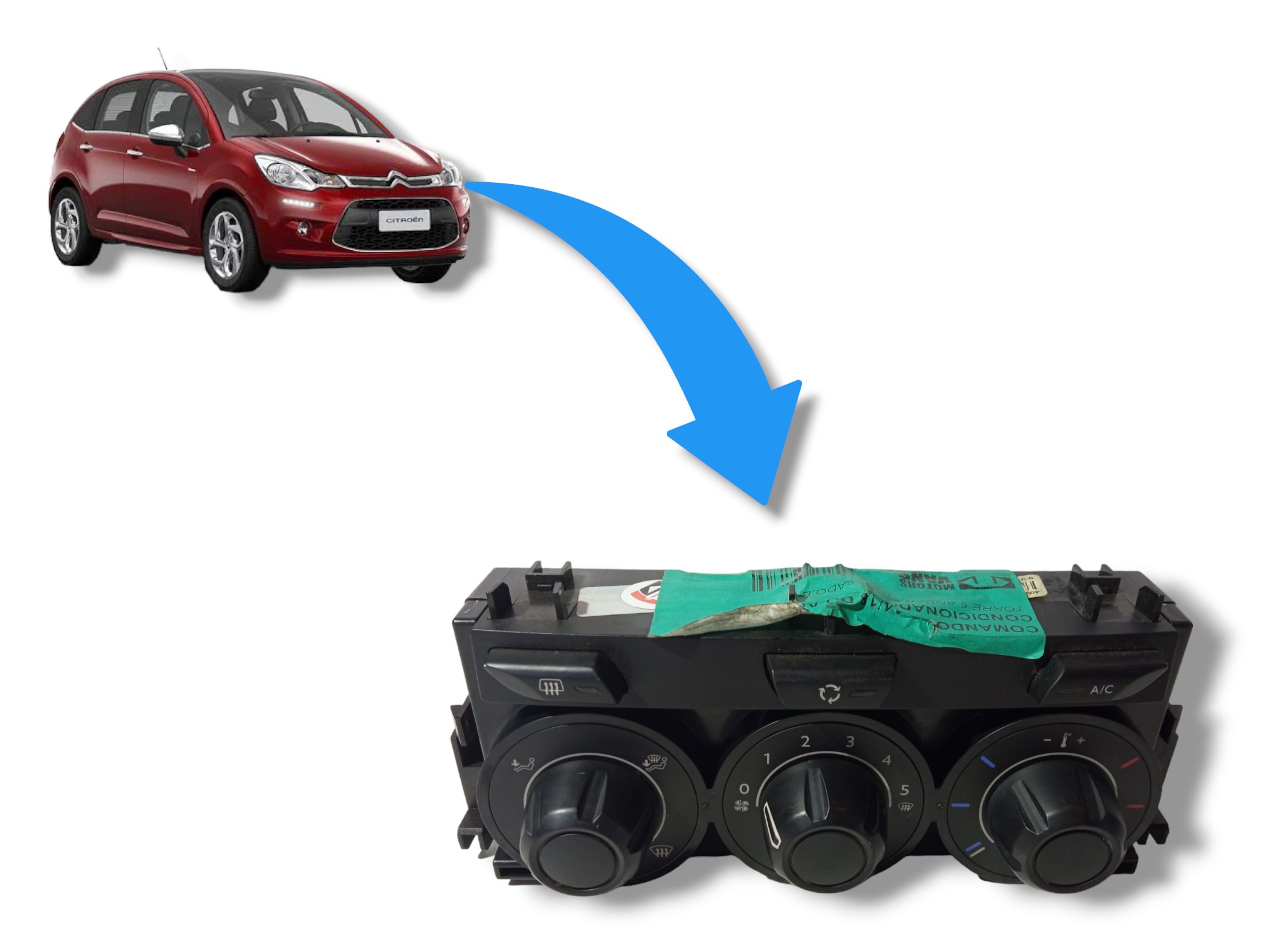 Comando Controle Ar Condicionado Citroen C3 2014 2018 Usado 1