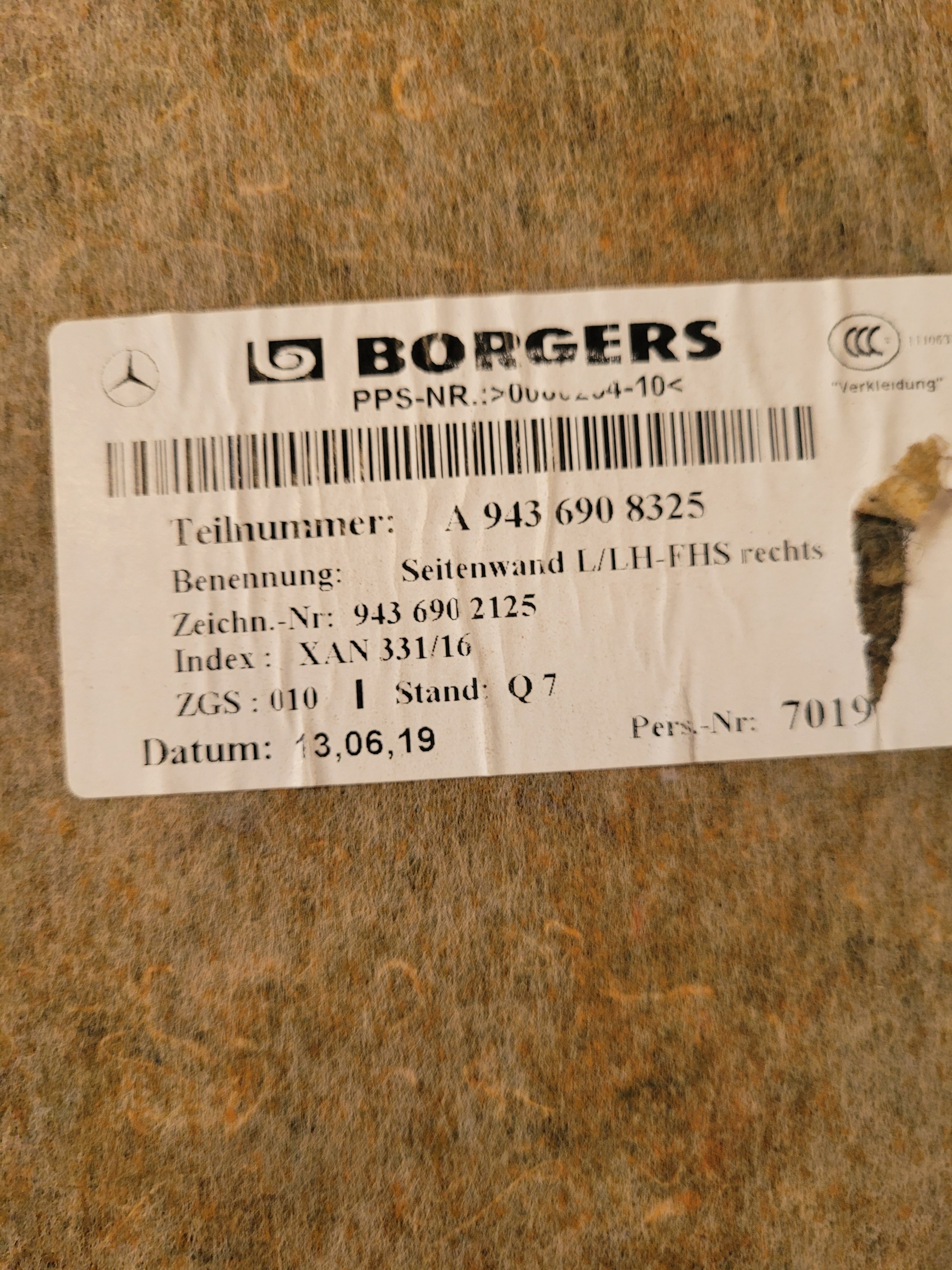 Forro Lateral Cabine M Benz Actros A9436908325 5