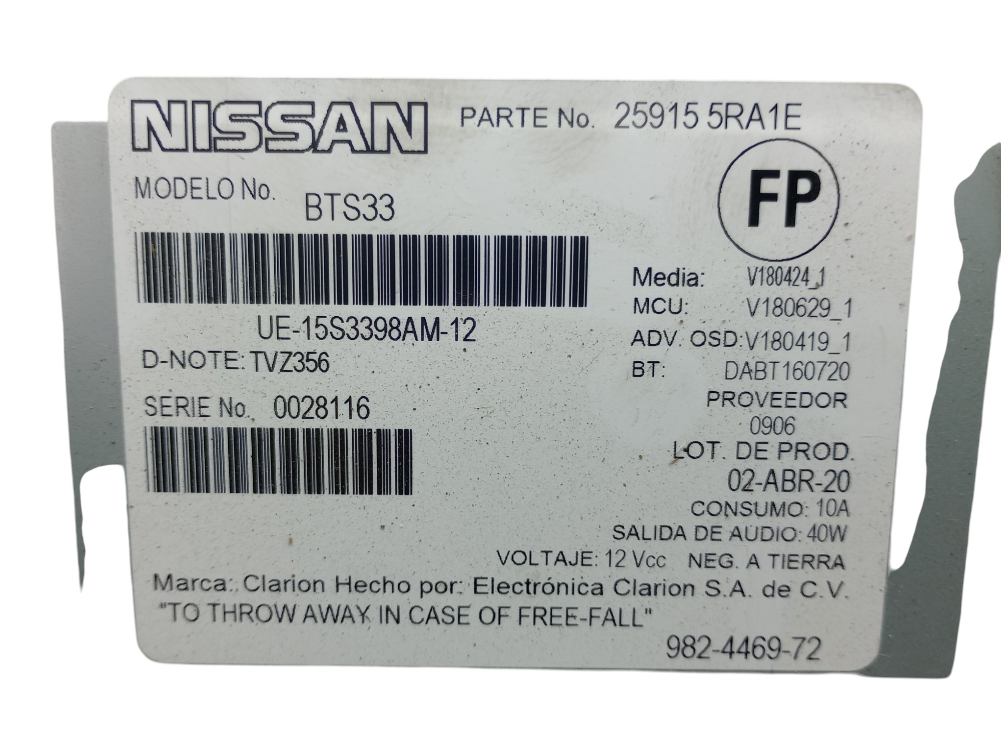 Radio Multimídia Nissan Kicks 2020 259155ra1e 7