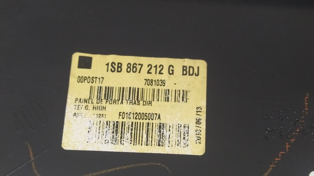 Forro Porta Traseira Direita Vw Up Tsi 2019 V144 10