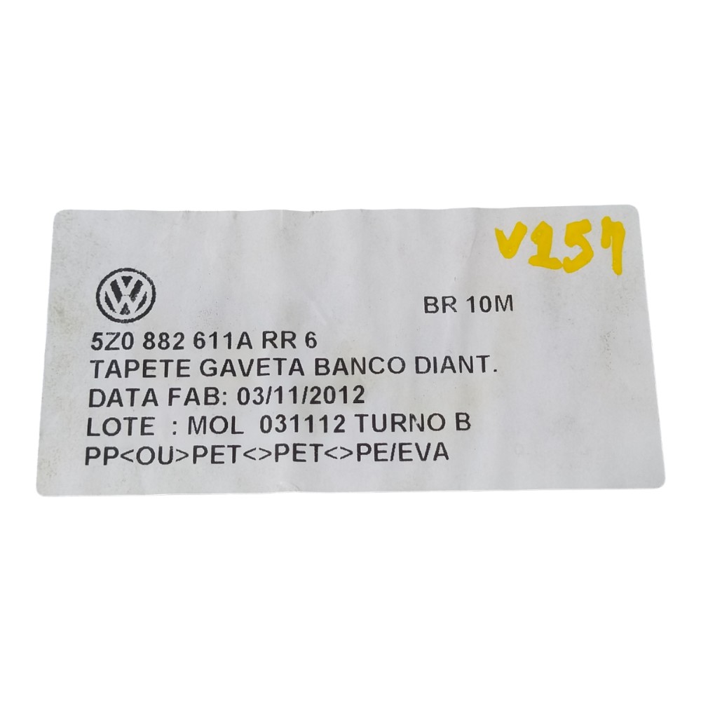 Carpete Porta Objetos Banco Dianteiro Vw Fox 1.0 2013 V157 6