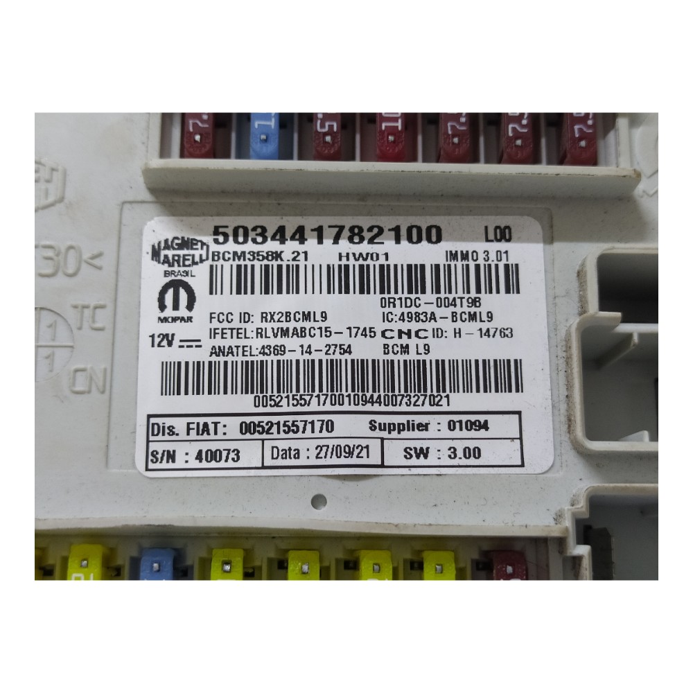 Módulo Bcm Central Fusível Fiat Argo 2022 1.0 V139 6