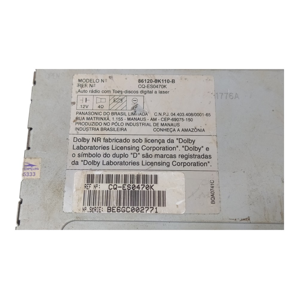 Rádio Cd Player Toyota Hilux 2005 A 2008 9